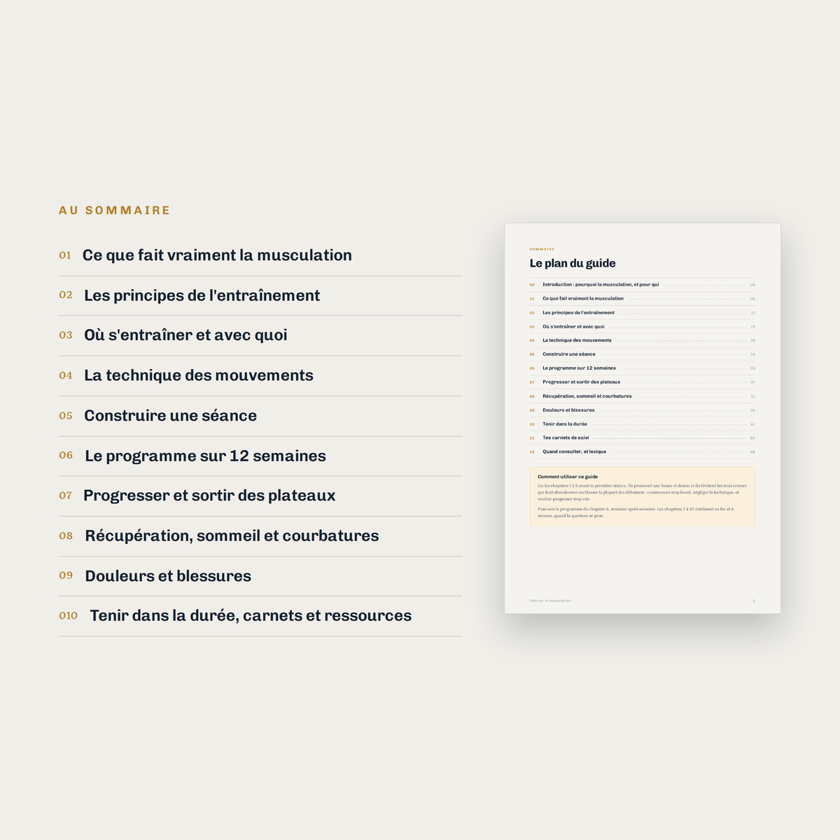 Aperçu intérieur — programme et séances